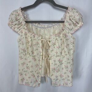 🌷🌼floral tie blouse top